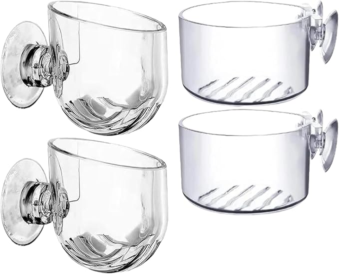 4 Pcs Aquarium Plant Pot Planter, Glass Fish Tank Plants Holder, Aquarium Decoration Plant Cup with Suction Cups for Fishes Tank Ornament Aquarium Décor Plastic Plants Fish and Aquatic Pets