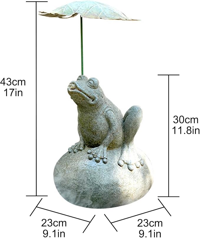 Pond Fountain Spitter with Pump, Outdoor Resin Artificial Stone Water Feature for Koi Pond, Garden, Patio, Tabletop Water Décor(23x23x43cm)