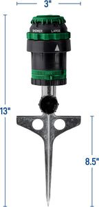 Orbit 58573N H2O-Six Gear-Drive Sprinkler on Metal T-Spike