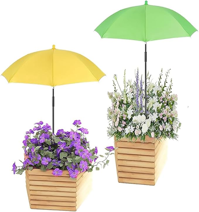 MIAOLLUN 24" Adjustable Angles Plant Umbrellas for Outdoor Plants Garden Umbrella Shade for Potted Plant, 40" Height Garden Plant Umbrella Shade Cover for Patio Flowers, Plants,2pcs