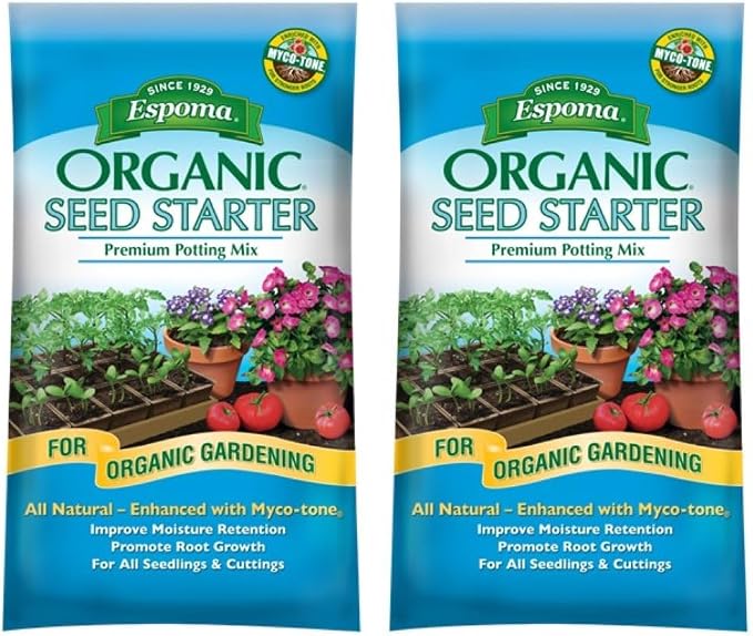 Espoma Organic Seed Starter Premium Potting Soil Mix - All Natural & Organic Seed Starting Mix with Mycorrhizae. for Organic Gardening, 16 qt, Pack of 2