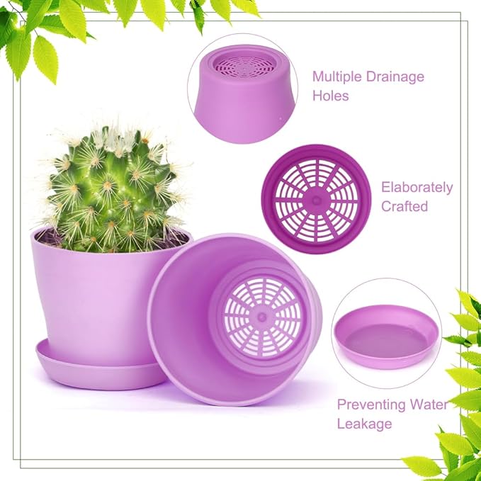 8 Pcs Flower Pots,Succulent Pots,3.8" Pots for Planting.Plastic Pot for Plants for Indoor Plants,Flower Pot for Indoor Planting,Herb Garden Planter Mini
