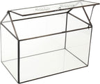 NCYP Glass Terrarium with Lid and Air Holes for Snails - 10.2" x 5.9" x 8.2" House Shape Geometric Clear Terrarium, Indoor Tabletop Decor Black (Plants Not Included)