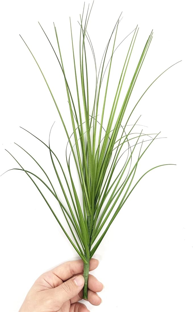 Fake Grass Green Plants Artificial Wheatgrass Shrubs Faux Onion Greenery Plastic Plant Wheat Grass Stems for Indoor Room Home Office Outdoor Decor Garden Porch Wedding Bundles DIY Decoration - 16 Pack