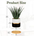 Briful Artificial Succulent Plant in Pot with Bamboo Tray, Faux Agave Potted Plant, Realistic Aloe Fake Plant for Home, Office Desk, Shelf, Modern Indoor Decoration