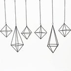SZRUIZFZ Black Metal Air Plant Hanger, Tillandsia Air Plants Holders Unique, Modern Air Fern Display Stand with Chains for Home Wall Decor,Octahedron Himmeli Geometric Decor, Home Decor Gifts (6Pcs)