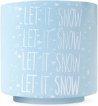 Ceramic Holiday Planter Pot, Let it Snow Design, Powder Blue & White, Holds 4" House Plant or Succulent, Festive Winter Christmas Home Décor with Wood Stand