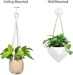 Ceiling Hooks for Hanging Plants-Metal Heavy Duty Wall Mounted Hangers for Hanging Bird Feeders, Planters, Wind Chimes, Include Professional Drywall Anchors(3-Pack) (White)