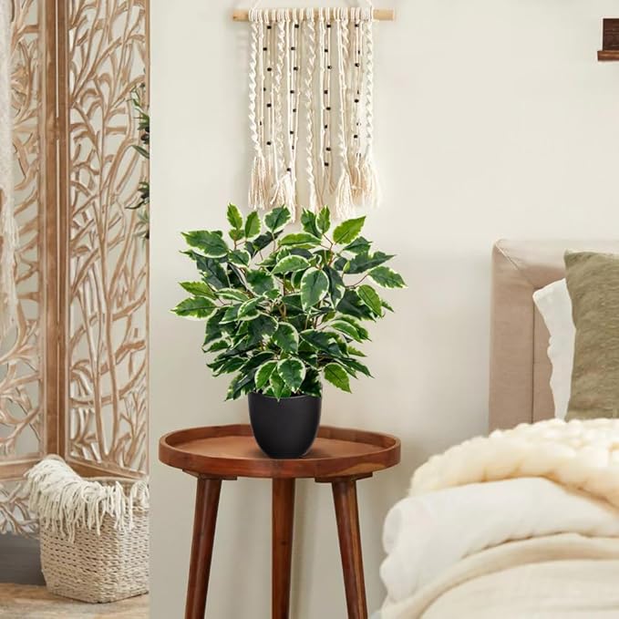 GnFlus Fake Plant 15.7” Artificial Plants Indoor Small Ficus Potted Plants Silk Plants Faux Topiary Plant for Home Bathroom Bedroom Dining Room Kitchen Window Shelf Desk Centerpieces Tabletop Decor