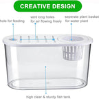 1.2 Gallon Betta Fish Tank, Desktop Aquarium with Lid & Plant Basket, Shatterproof Plastic Fish Bowl for Home Office Dorm Decor