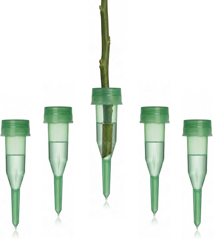 Royal Imports Floral Water Tubes with Caps – 3" Green Plastic Flower Vials for Single Stem Roses, Buds, Bouquets – Pointed Style, 1/2" Opening – 100 Pack