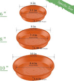 SupKing 9 Pack Plant Saucers (6 inch /8 inch /10 inch),Heavy Sturdy Plant Trays Pot Tray for Indoor Clear Plastic Flower Pot Saucers Thicker Plant Water Drip Trays for pots-Terracotta