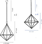 6 Pack Hanging Metal Air Plant Holders with Chain, Black Geometric Tillandsia Air Plant Hanger Cages, 2 Styles Mini Iron Air Plants Live Holders for Home Office Garden Decor
