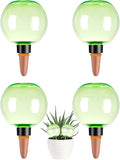 4 Pack Self Watering Globes 17oz Large Plant Watering Globes Top Fill, Self Water Planter Insert Indoor/Outdoor Plastic Water Bulbs Slow Release Terracotta for Plants, Green