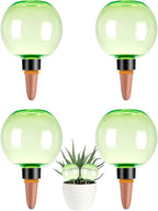 4 Pack Self Watering Globes 17oz Large Plant Watering Globes Top Fill, Self Water Planter Insert Indoor/Outdoor Plastic Water Bulbs Slow Release Terracotta for Plants, Green