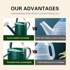 Metal Watering Can for Outdoor and Indoor Plants, Watering Can Decor, 1 Gallon (Green Stainless Steel Handle)