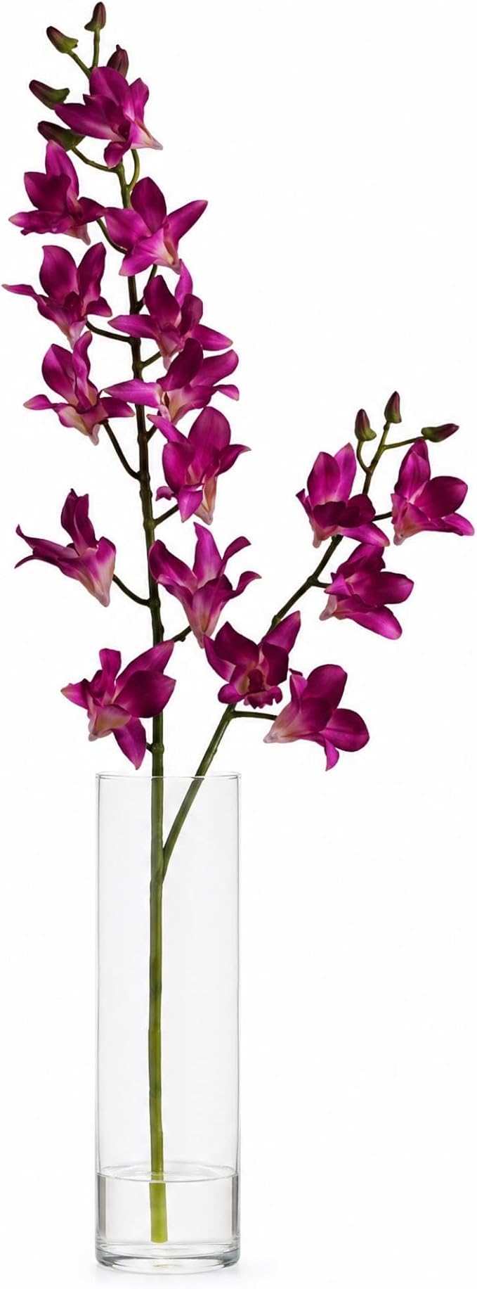 Larksilk 34" Purple Silk Dendrobium Orchid – Realistic Faux Orchid Stem with 17 Lifelike Flowers for Vases & Decor