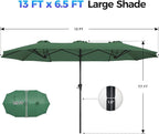 SUPERJARE 13FT Outdoor Umbrella for Patio, Double sided Pool Umbrellas with Fade Resistant Canopy, Large Table Umbrella for Deck, Market, Backyard - Forest Green