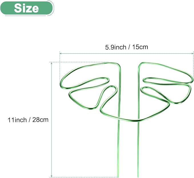 M METERXITY 1-Pack Monstera Plant Support, 11x5.9 Inch Reusable Sturdy Alloy Plant Support Stakes Unique Design for Potted Plants Flowers/Vegetables/Indoor Outdoor Climbing Plants [Green]