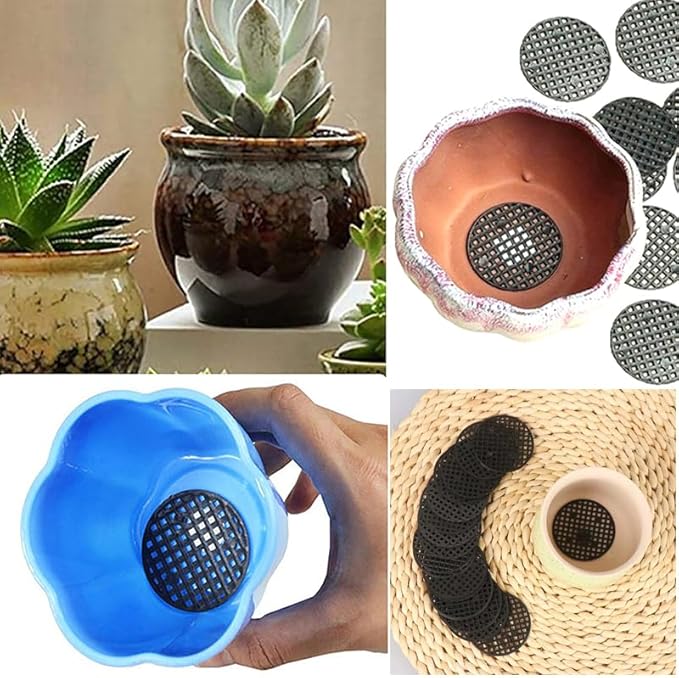 200 Pack Plant Pots Hole Mesh Pad Plastic Flower Pots Drainage Hole Cover Screen Filter for Flower Planters Boxes Ceramic Succulent Planter Terracotta Clay Pot Bonsai Outlet Training Pot