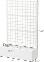 Outsunny Galvanized Raised Garden Bed with Trellis, Metal Planter Box with Drainage Holes, Outdoor Privacy Screen for Climbing Plants, Vegetable, Vines, 43" x 16" x 70", White