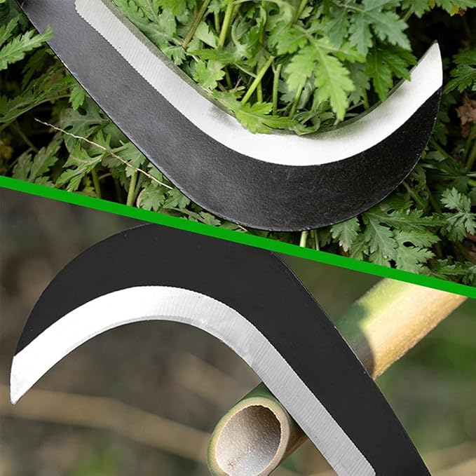 Billhook Sickle Garden Tools Machete Knife Brush Clearing Sickle Machete with Carbon Steel Blade Sickle Knife Billhook Machete Sickle for Grass, Harvest, Weeding Sickle Machete