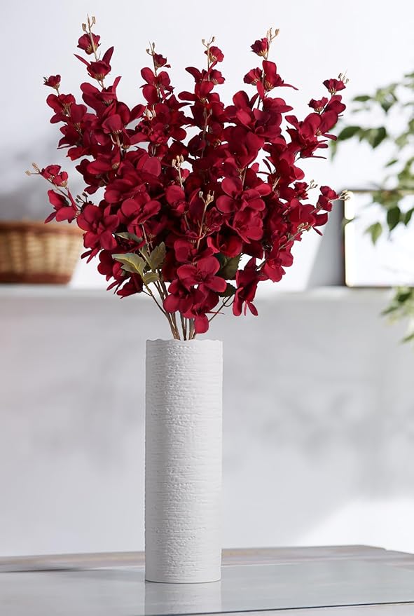 6PCS 35.43'' Red Delphinium Artificial Flower Faux Larkspur Silk Flowers Long Stem Blossoms Flowers for Tall Vase Floral Arrangements Home Table Wedding Decor(Red)