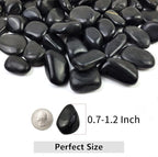 YISZM Black Pebbles for Indoor Plants, Natural Polished River Rocks, Small Decorative Stones for Planters Vase Fish Tank Aquariums Landscaping Garden, 10lbs
