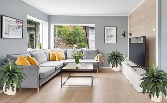 2 Pack Artificial Fern for Outdoors 33" Fake Boston Ferns Large Artificial Plants Faux Ferns for Front Porch Halls Indoors Gardens Churches Window Box Decorating