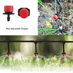 MSDADA Garden 50Ft Automatic Irrigation System, 1/4" Blank Distribution Plant Watering Irrigation Kit Accessories Include Atomizing Nozzle Mister Dripper for Garden, Greenhouse, Flower Bed