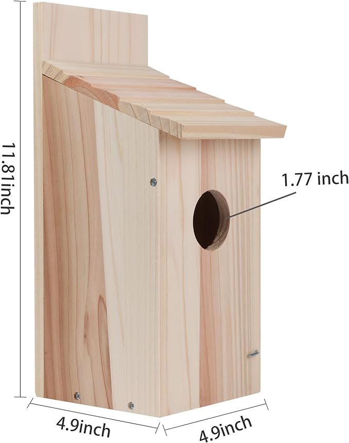 Bird House for Outside,Wooden Clearance Humming Bird Cedar Blue Bird Box House,Wren Cedar Finch House,DIY, 1Pack