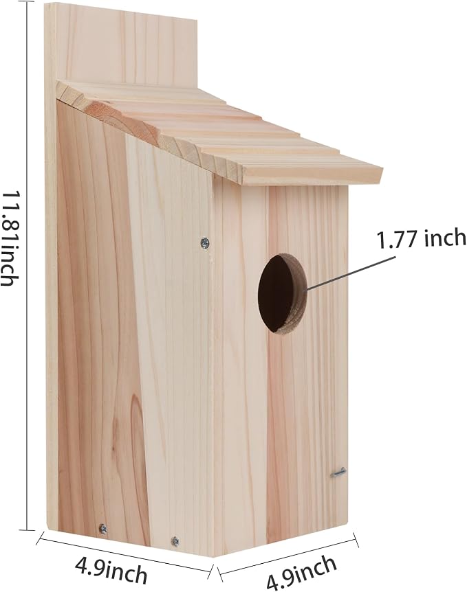 Bird Houses for Outside Clearance, Cedar Finch Bluebird Box House for Outside Clearance Wood Bluebird Box House Cedar Wren Hummingbird Birdhouse,Assembled,Natural, 1Pack
