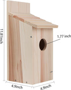 Bird Houses for Outside Clearance, Cedar Finch Bluebird Box House for Outside Clearance Wood Bluebird Box House Cedar Wren Hummingbird Birdhouse,Assembled,Natural, 1Pack