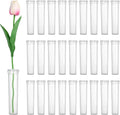 MECCANIXITY 28 Pcs Floral Water Tubes, 3 Inch Clear Flower Water Tubes Floral Vials with Plastic Caps for Fresh Flowers Arrangement Decor Milkweed Cutting Florist Supplies, Clear