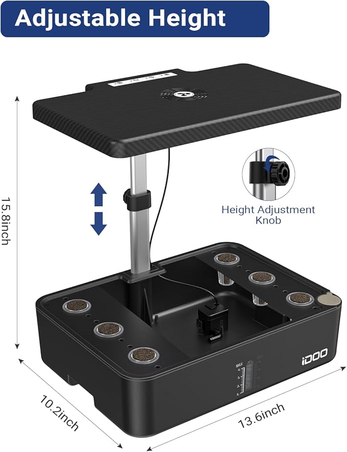 iDOO Hydroponics Growing System Kit 12Pods, Indoor Herb Garden with LED Grow Light, Built-in Fan, Auto-Timer, Adjustable Height Up to 11.3", for Home School Office, Gifts for Women Men Fathers
