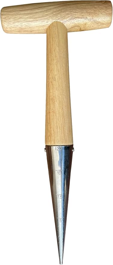 Garden Guru Steel Dibber Bulb Planter Tool for Planting Seeds & Bulbs - Depth Measurements, High Carbon Steel & Comfortable Wood Carved Handle - for Planting Flowers, Tulips - 1 Case (100 Pcs)