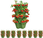 Vertical Garden Planter Stackable System 4 Plants per Pot, Space Saving Herb, Strawberry & Food Crop Planter with Center Support Hole for Indoor Outdoor Gardening (36, Sagebrush Green, Small)