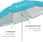 AMMSUN XL Chair Umbrella with Universal Clamp Adjustable 47 inches and 360-degree Swivel UPF 50+, Portable Clamp on Camping or Beach Chair, Stroller, Wheelchair, Golf cart, Bright Blue, Large-sized