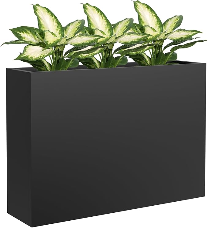 Metal Tall Planter 38" L x 10" W x 26" H, Long Rectangular Planter Box with Drainage Holes & Removable Shelf – Heavy Duty Steel Planter for Tall Plants, Flowers or Shrubs