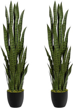 4ft Artificial Snake Plant – 46in Faux Sansevieria Plants, Fake Floor Plant for Indoor Outdoor, Front Porch Patio Home Office Decor, Mother-in-Law’s Tongue, Green 2Pcs