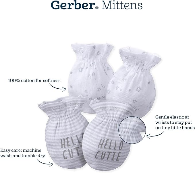 Gerber Baby 8-pack and 12-pack No Scratch Mittens