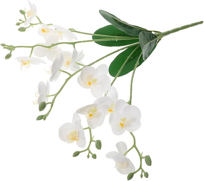 Artificial Phalaenopsis Orchid Branches Faux Butterfly Orchid Stems White Real Touch Artificial Flower Arrangement for Home Living Room Office Decoration
