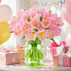 Benchmark Bouquets - Pink Tulips - Fresh Flowers for Delivery - Pink Flowers - Mothers Day Flowers - Mothers Day Gifts for Mom - Fresh Cut Flowers - Glass Vase Included (20 Stems)