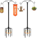 85 Inch Shepherds Hooks for Outdoor,Heavy Duty Shepherds Hooks for Outdoor with 5 Prong Base, Adjustable Stand Hanger for Garden Plant, Hummingbird Feeder, Lantern, Hanging Wedding Decor (2 Pack)