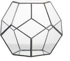 NCYP Small No Door Terrarium Planter - 6.8" x 6.8" x 5.9" Open Geometric Glass Terrarium Pot for Mini Succulents, Small Cactus - Home Tabletop Miniature Decor, Black (No Plants)