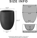 Kante 21.7" H Burnished Black Tall Planter, Large Outdoor Indoor Decorative Pot with Drainage Hole and Rubber Plug, Modern Round Taper Style for Home and Patio