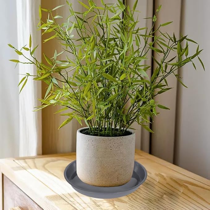 VUWEZ 6 Pack of 25 inch Plant Saucer, Plant Tray 25 Inch Round, Plant Saucers for Indoors, Plant Trays for Pots, Flower Pot Saucers, Pot Saucers for Planter 19-26" (25", Gray)