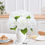 6Pcs Hydrangea Artificial Flowers Realistic Latex Texture for Spring Decoration Home Party Wedding Living Room Decoration 21''White