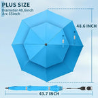 2 Pack 48.6" Double Canopy Umbrella with Clamp, UPF50+ Beach Chair Umbrella with clip, 360°Adjustable Portable Outdoor Shade, Patio Chairs, Golf Carts,Camping(Not Include Chair)