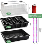 Seed Starter Tray with Grow Lights - 3-Pack 54 Cell Seedling Starter Kit, 5" Tall Humidity Dome & 2.8" Deep Cells, 96-LED Full Spectrum Plant Light with Timer/Dimmable, Reusable Germination Station